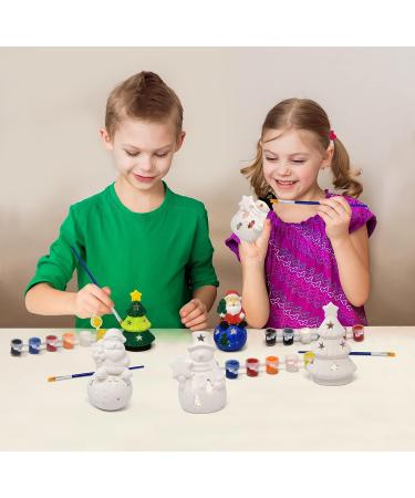 Christmas Ceramic Figurine Paint Kit - Set of 6 Unpainted Ceramics for Kids Art Project | Holiday Party Decoration & Keepsake | Includes Paint & Brushes - Buy Online on GoSupps.com