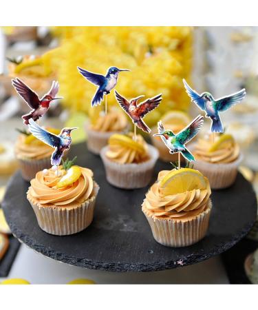 Cyodoos 24pcs Hummingbird Cupcake Topper Green Flying Bird Nature Theme Decor Supplies Baby Shower Boys Girls Happy Birthday Party Decorations Supplies - Buy Online on GoSupps.com