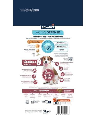 Advance Mini Senior - Small Breed Senior Dog Food with Chicken - 3kg - Buy Online on GoSupps.com