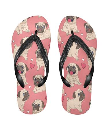 Mnsruu flip-flops with cartoon mops motif heart for home hotel spa bedroom travel for men and women xx large multi-colored
