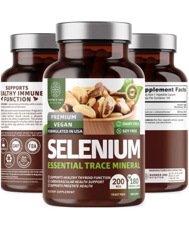 N1N Premium Pure Selenium 200MCG, Max Absorption Essential Trace Mineral to Support Immunity, Heart, Thyroid and Prostate Health, 180 Veg Caps