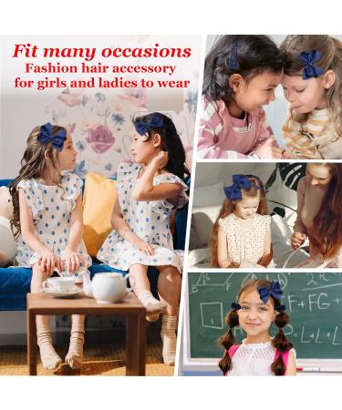 45Pcs Navy Blue School Girls Hair Accessories Kit - Bow Headband, Clips, Ponytail Holder, Barrettes - Girl Birthday Gift - Buy Online on GoSupps.com