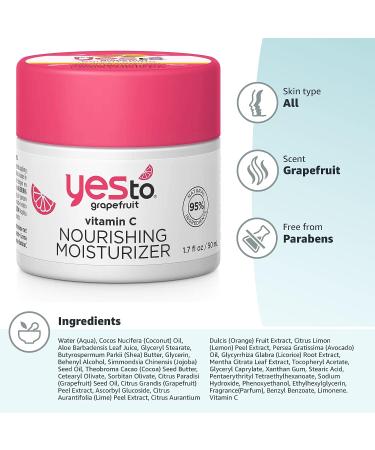 Yes To Grapefruit Nourishing Moisturizer - Renewing Formula with Vitamin C & Antioxidants for Hydration, Glow, and Renewal - 1.7 Fl Oz, Natural, Vegan & Cruelty Free - Buy Online on GoSupps.com