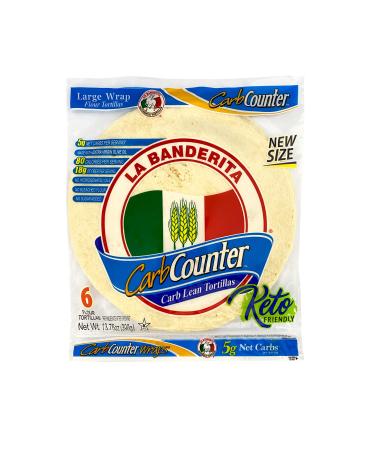 La Banderita Carb Counter | 10" Flour Tortillas |Low Carb |Keto Friendly | 13.76 oz.| 6 Count (Pack of 4)