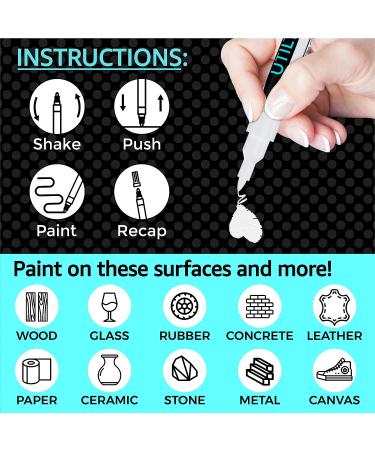 White Paint Marker 8-Pack, 0.7mm Extra Fine Tip - Made in Japan for Rock, Wood, Glass, Fabric, Metal & More | White Paint Pens for Bold Color & 100% Coverage - Buy Online on GoSupps.com