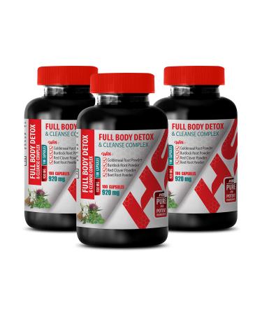 Liver Detox Supplements - Full Body Detox and Cleanse Complex 920 MG - Burdock Root and Yellow Dock - 3 Bottles 300 Capsules