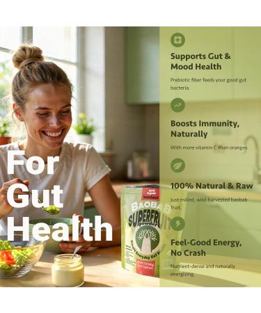 Baobest Organic Baobab Fruit Powder Raw Superfood with Vitamin C and Prebiotic Fiber for Immune Support and Gut Health Gluten-Free GLP-1 Support - 12 Ounce Bag - Buy Online on GoSupps.com
