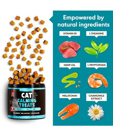 Hemp Cat Calming Treats for Anxiety Relief - Composure for Grooming, Travel, Separation - with Hemp Oil, L-Theanine, Melatonin - 135 Soft Chews Made in USA - Buy Online on GoSupps.com
