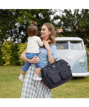 Pomelo Baby Changing Bag with Pram Clips & Mat - Black | Stylish & Functional - Buy Online on GoSupps.com