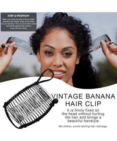 Banana Clip Holder Clip for Fixing Hair Metal Banana Combs for Women Girls Combs Clip for Long Thick Curly Hair Black - Buy Online on GoSupps.com