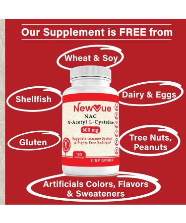 Buy N-Acetyl L-Cysteine (NAC) 600mg - 180 Capsules Non-GMO & Gluten Free | International Shipping Available - Buy Online on GoSupps.com