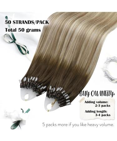 Buy Moresoo Microring Extensions - Real Hair Ombre 50cm 50g 50 Pieces - Dark Brown to Light Brown with Blonde - Remy Micro Loop Extensions - Buy Online on GoSupps.com