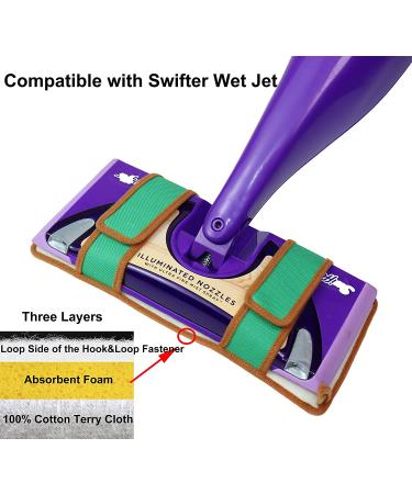 2-Pack Reusable Cotton Terry Cloth Mop Refills for Swiffer Wet Jet - Machine Washable & Ideal for Hardwood Floors - Buy Online on GoSupps.com