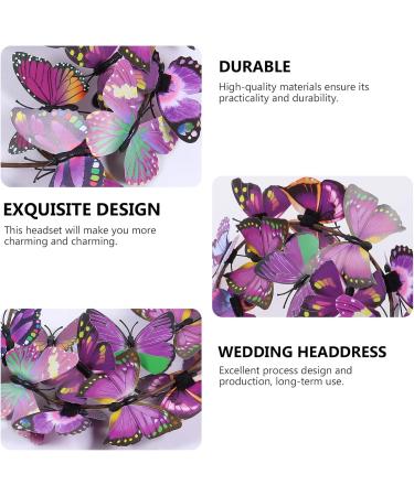 Beaupretty Butterfly Headband - Adjustable Floral Garland Wreath for Weddings & Photos | White & Purple Hair Crown - Buy Online on GoSupps.com