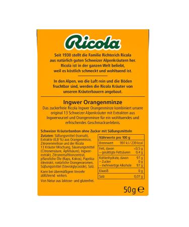 Buy Ricola Ginger Orange Mint Candies - Sugar-Free Swiss Herbal Candy (10 Pack 50g Each) - Vegan with 13 Alpine Herbs - Buy Online on GoSupps.com