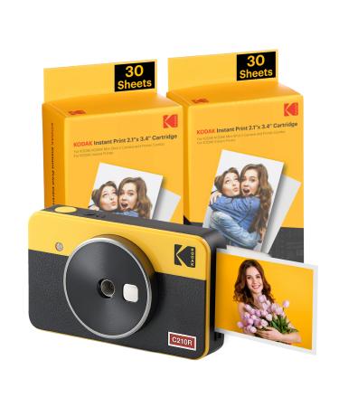 KODAK Mini Shot 2 Retro 4PASS 2-in-1 Instant Digital Camera and Photo Printer (2.1x3.4 inches) + 68 Sheets Bundle, Yellow Printer + 68 Sheets Yellow - Buy Online on GoSupps.com
