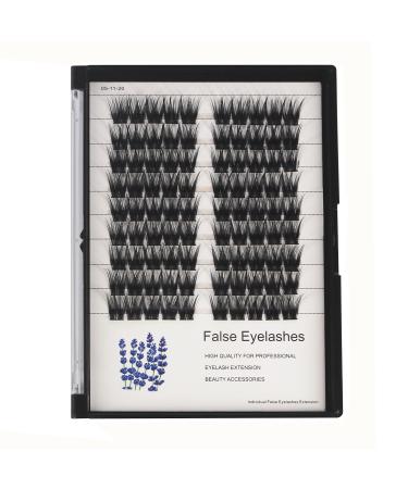 90Pcs 8-18mm Available Grafted Thickness 0.07mm Wide Stem Individual False Eyelashes Dramatic Look Cluster Volume Eye Lashes Extensions (18mm)