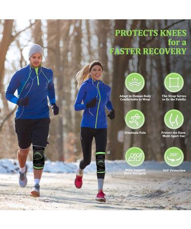 Premium Knee Sleeve Brace with Adjustable Straps - Arthritis Pain Relief for Running & Training - Men's/Women's - Large GREEN01 - Buy Online on GoSupps.com