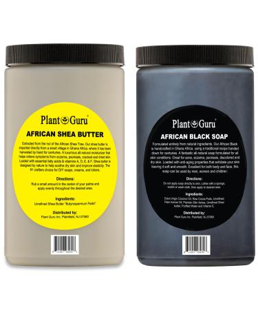 Raw African Shea Butter Ivory and Black Soap 2 lbs. / 32 oz. Each Bulk Combo Set Unrefined Grade A 100% Pure Natural From Ghana For Skin Body and Hair Growth. Aids Eczema Psoriasis And Stretch Marks.