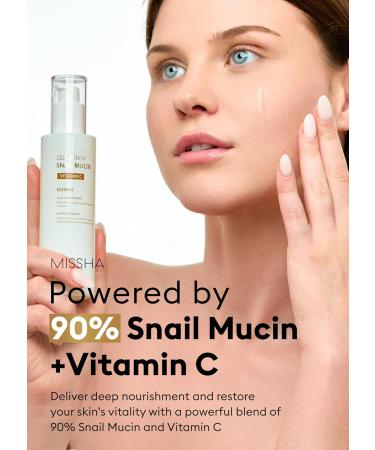 MISSHA Cell Renew Snail Mucin Vitamin C Essence Serum - 3.38 Fl oz | Hydrating Korean Skincare for Glass Skin Improve Texture & Complexion - Buy Online on GoSupps.com