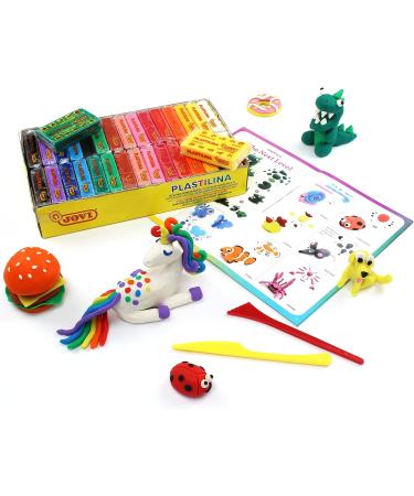 Jovi Plastilina Modeling Clay Set - 30 Bars with Tools & Tutorial | Reusable Non-Drying Clay for Arts & Crafts Projects | 15 Colors - 1.75 oz Bars - Buy Online on GoSupps.com