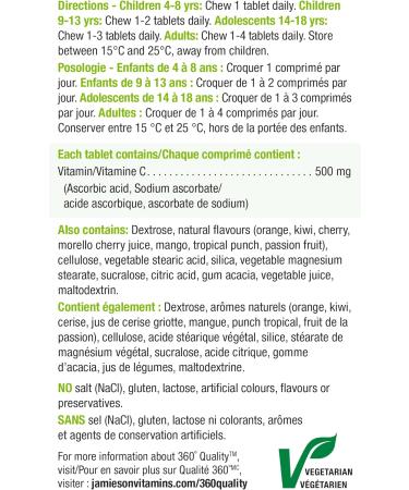 Jamieson Chewable Vitamin-C 500mg Value Supplement Pack(330 Count) Mixed 3 Flavors - Buy Online on GoSupps.com