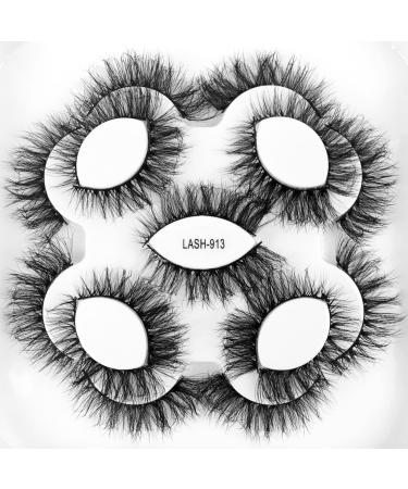 outopen False Eyelashes 8D Fluffy Dramatic Faux Mink Lashes 9 Pairs 16MM Long Thick Volume Messy Crossed Fake Eye Lashes Pack A- 9Pairs-8D 913-16mm