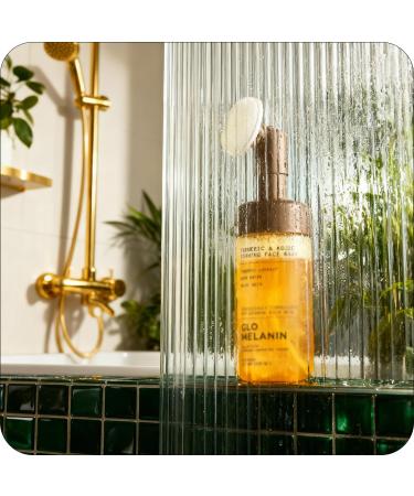 Glo Melanin Turmeric & Kojic Foaming Face Wash Brightening Foaming Cleanser with Scrubber Top Rose Water Vitamin C Aloe & Kojic Acid Natural Paraben-Free 4 fl oz 120 ml - Buy Online on GoSupps.com
