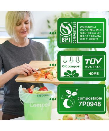 Lucky Family Green Compost Bags for Kitchen Countertop Bin 1.3 up to 1.6 Gallon - 100% Compostable Food Waste Trash Repurpose - Perfect Biodegradable Organic Eco Friendly - 50 Bags per Roll 50 Count (Pack of 1) - Buy Online on GoSupps.com