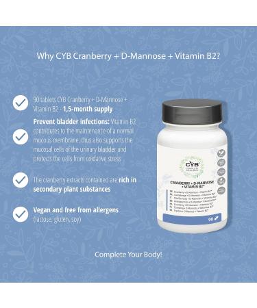 Cyb Cranberry Capsules + D-Mannose - 90 Lactose-Free & Gluten-Free Supplements | Proanthocyanidine | Lab-Tested Nutritional Support - Buy Online on GoSupps.com
