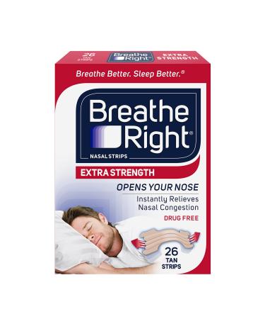 Breathe Right Nasal Strips | Extra Strength | Tan Nasal Strips | Help Stop Snoring | Drug-Free Snoring Solution & Instant Nasal Congestion Relief Caused by Colds & Allergies | 26 Count - Buy Online on GoSupps.com