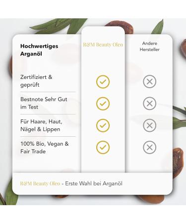 R&M Organic Cold Pressed Argan Oil Fair Trade Moroccan Oil for Massage Hair Face Nails Scars and Spots 2 Pieces 100ml - Buy Online on GoSupps.com