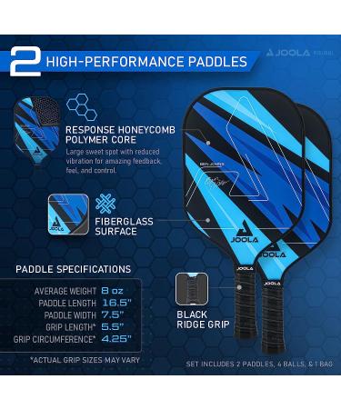 JOOLA Ben Johns Pickleball Set - 2 Fiberglass Paddles, Indoor/Outdoor Balls & Bag - Lightweight Racket Set with Honeycomb Polymer Core - Buy Online on GoSupps.com