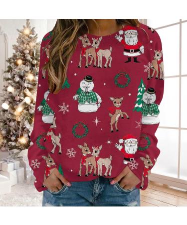 Funny Women's Christmas Sweater - Long Sleeve Rudolph Reindeer Elf Jumper | Cotton 4XL Teen Girl Holiday Shirt - Buy Online on GoSupps.com