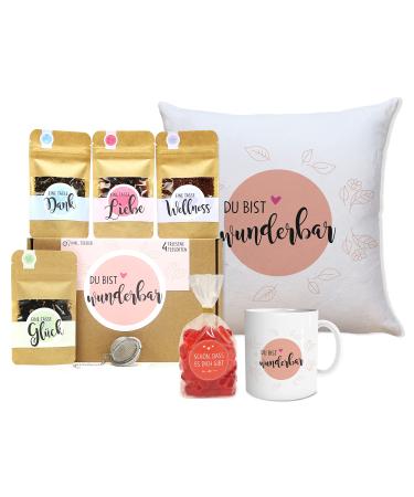 OwlBook you are wonderful tea gift set with 4 different types and cup and pillow gift idea for women for Valentine's Day Christmas Teebox Set XXL