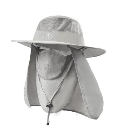 KOOLSOLY Fishing Hat,Sun Cap with UPF 50+ Sun Protection and Neck Flap,for Man and Women Light Grey