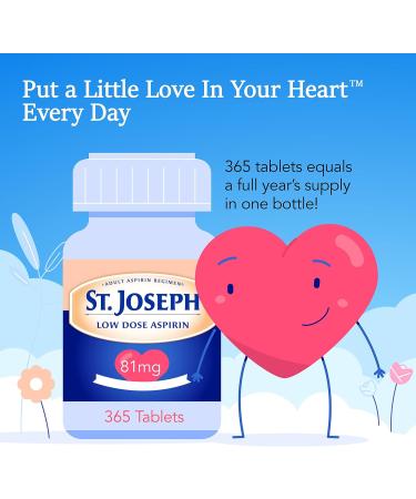 St. Joseph Aspirin 81mg Enteric Safety Coated Adult Low Dose Regimen - 365 ct (1 Year Supply) - Buy Online on GoSupps.com