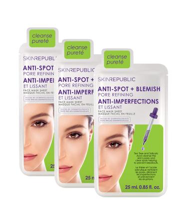 Skin Republic Face Mask Sheets 3 Pack Korean Skincare Formulated for all Skin Types. (Spots and Blemish Mask)