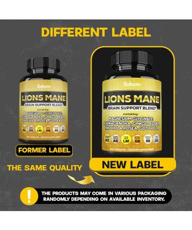 Satoomi Lions Mane Supplement Capsules with Magnesium with Ashwagandha Root, Ginkgo Biloba, Rhodiola Rosea and Gotu Kola - 210 Vegan Capsules - Support Brain Health, Positive Mood & Energy Production 210 Count (Pack of 1) - Buy Online on GoSupps.com