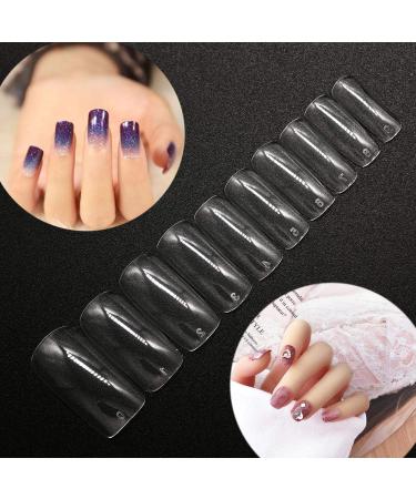 500 Pcs Clear Acrylic Square False Nails | Full Cover DIY Nail Art Tips | 10 Sizes - Home Manicure Essentials - Buy Online on GoSupps.com