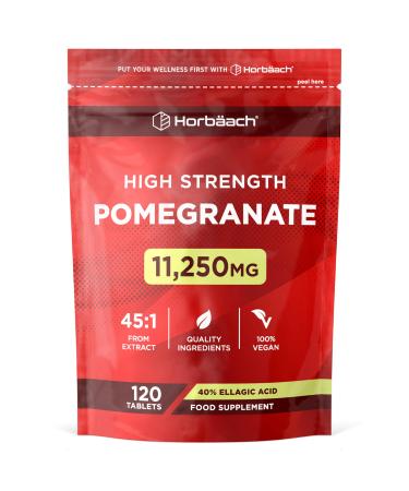 Pomegranate Extract 11250 mg | 120 Capsules (4 Months) | 40% Ellagic Acid | Pomegranate Dietary Supplement | Pomegranate Extract Supplement | by Horbaach