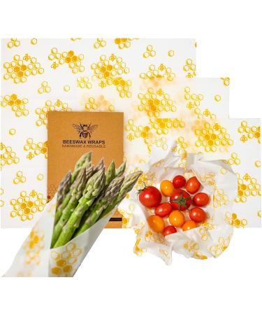 Reusable Beeswax Food Wrap 3-Pack - Eco-Friendly Biodegradable Sustainable Storage - Beeswax Paper Wraps in 3 Sizes (S M L) - Buy Online on GoSupps.com