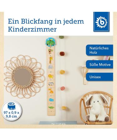 Bieco Holz Massenlatte Kinder Zoo | Multicolored Wooden Height Chart for Kids | Wall Decoration & Measuring Stick 0.65-1.5m - Buy Online on GoSupps.com