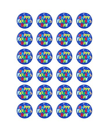24 x Father's Day Blue Edible Wafer or Icing Cupcake Topper Fun Dad Party Cake Decorations Perfect For Brownies Cookies Muffins & More! (Premium Icing Sheet)