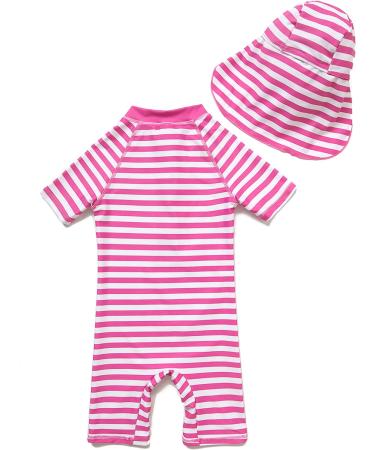 Bonverano Baby Girls Sunsuit UPF 50+ Swimsuit Set with Sun Hat - Stripe, One Size - Buy Online on GoSupps.com