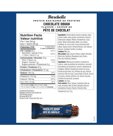 Barebells Protein Snacks Bars Chocolate Dough - 55g of High Protein - Chocolate Protein Bar with 1g of Total Sugars - Perfect on The Go Protein Snack & Breakfast Bars Chocolate Dough 12 Count (Pack of 2) - Buy Online on GoSupps.com