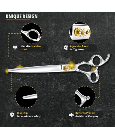 Dream REACH 8 Dog Fur Scissors - Ergonomic 440C Stainless Steel Shears for Dogs & Cats - Professional Adjustable Dog Hair Shears - Buy Online on GoSupps.com