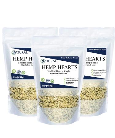 Hemp Hearts - 100% Pure Hemp Hearts - Raw Shelled Hemp Seeds (3 Pounds) 3.0 Pounds