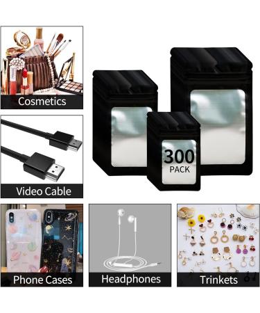 300 Pack 3 Sizes Resealable Mylar Holographic Ziplock Bags Food Storage Smell Proof Bags with Front Window Packaging Pouch for Cookies Sample Jewelry Snack (Black 3 x 4.7 inch 4 x 6 inch 4.7 x 7.9 inch) - Buy Online on GoSupps.com