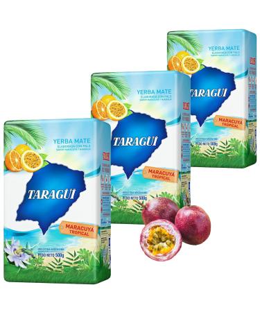 Taragui Yerba Mate Tea Maracuya Tropical 1.5 kg (500g x 3) |Mate tea from Argentina - the ripening period is 12 months |Detox and energy drink